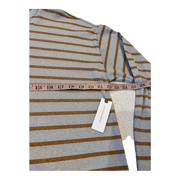 Anthropologie Vanessa Virginia Metallic Stripe Gold Funnel Neck Top XL NWT $78 - Picture 6 of 15